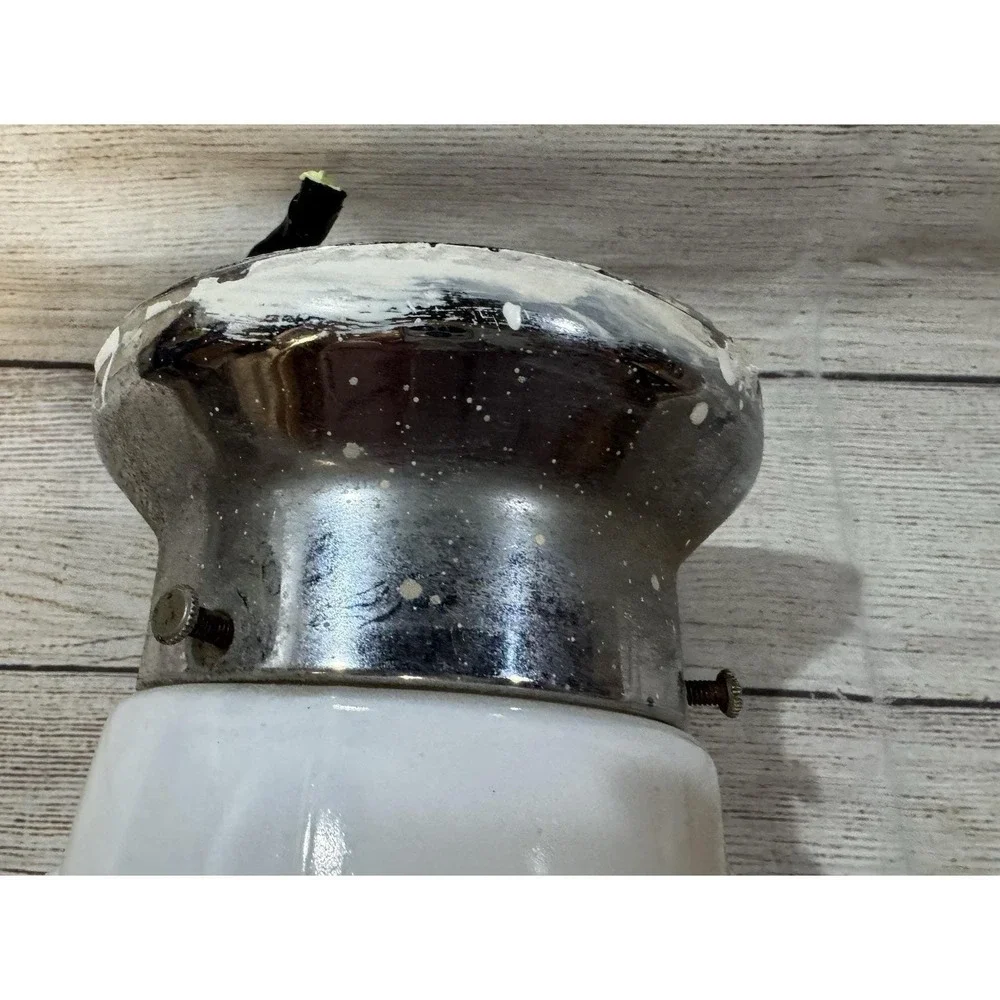 Vintage Bathroom Wall Sink Lamp Sconce Milk Glass Outlet Headlight Pull Chain